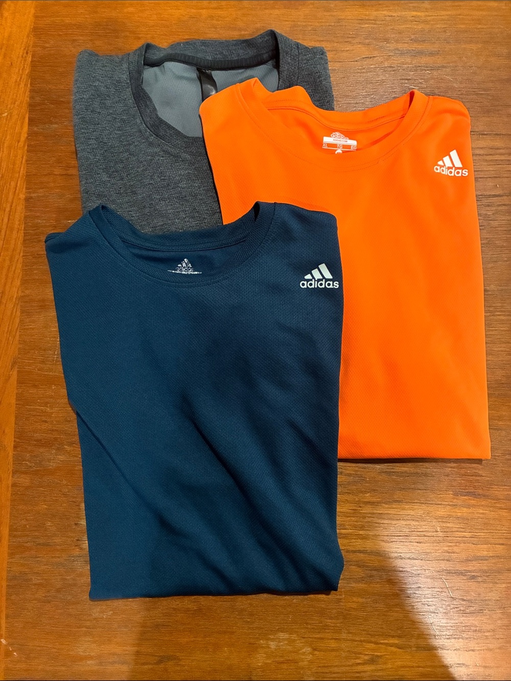 Set of 3 Men’s adidas ClimaCool Short-Sleeve T-Shirts in Orange, Navy & Gray